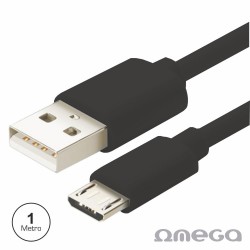 Cabo USB-A 2.0 Macho / Micro USB-B Macho 1M Preto - OMEGA