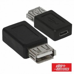 Ficha Adaptadora USB-A Fêmea / Micro USB Fêmea