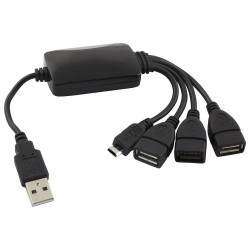 Hub USB2.0 C/ 3 Portas USB E 1 Micro USB-B