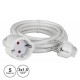 Cabo Extensão Tomada Elétrica c/ 1 Saída 5M 3×1.5MM Branco