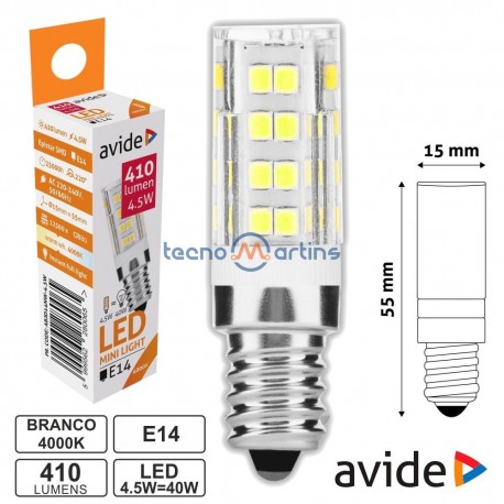 Lâmpada LED E14 Jd 4.5W 230V 4000k 410lm - AVIDE