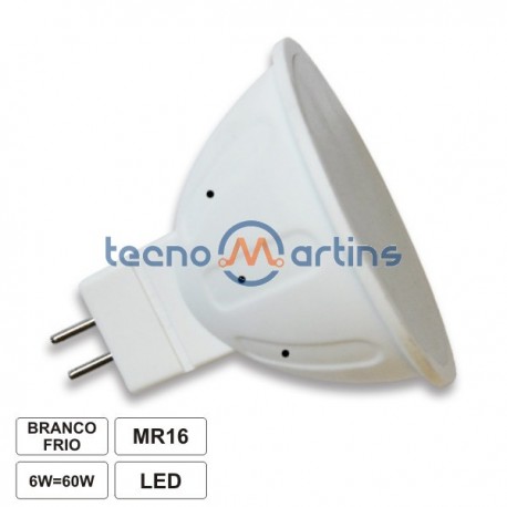 Lâmpada MR16 6W/40W 12V LED Branco Frio 420lm