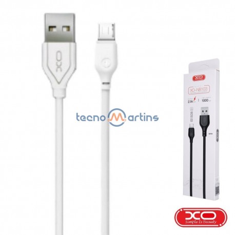 Cabo USB-A 2.0 Macho / Micro USB-B 2.1A 1M Branco - XO