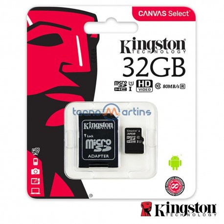 Cartão Memória Micro SDHC 32GB UHS-I Adaptador - KINGSTON