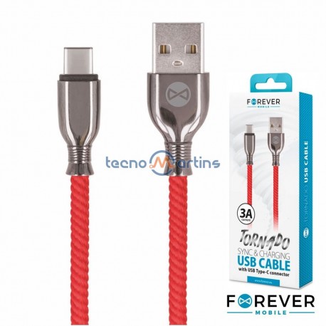 Cabo USB-A 2.0 / Micro USB-C Tornado Vermelho 1M - FOREVER