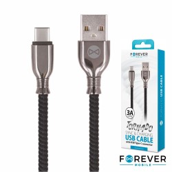Cabo USB-A 2.0 / Micro USB-C Tornado Preto 1M - FOREVER