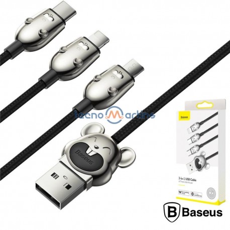 Cabo USB-A 2.0 Macho p/ Lightning/USB-C/MicroUSB 3.5A - BASEUS