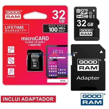 Cartão Memória Micro SD 32Gb Class10 Adaptador - GOODRAM