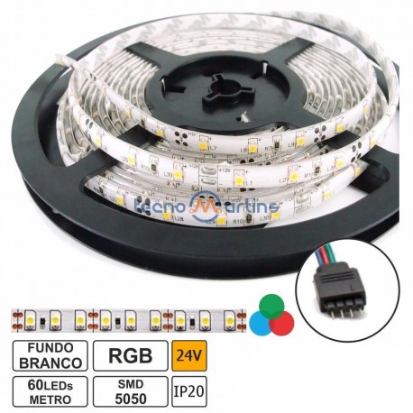 Fita de 300 LEDs SMD5050 IP20 24VDC/2A (48W) RGB - rolo de 5.0m