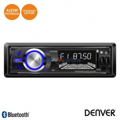 Auto-Rádio Mp3 Wma 25Wx4 C/ FM/Pll/Mmc/SD/USB Bluetooth