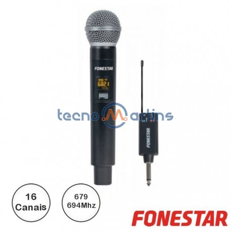 Microfone S/ Fios Uhf De Mão C/ Receptor Jack - Fonestar