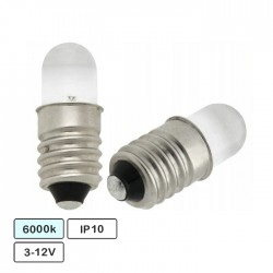 Lâmpada miniatura LED E10 6000K (branco frio) - 3-12V