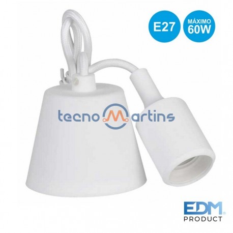 Suporte Lampada E27 Branco C/Cabo 1m - EDM