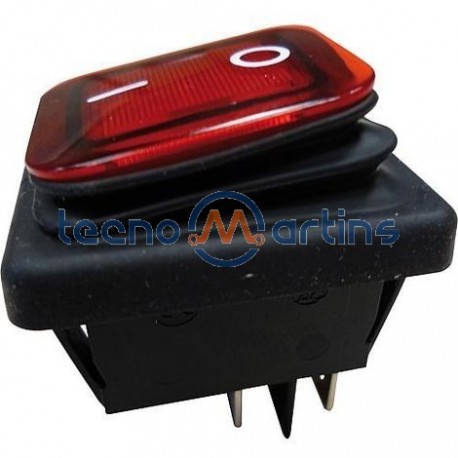 Interruptor basculante 2 posições estáveis - ON-OFF - 250VAC 16A IP65 (4 pinos) - luminoso vermelho