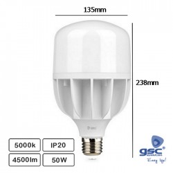 Lâmpada LED E27 50W 5000K - GSC