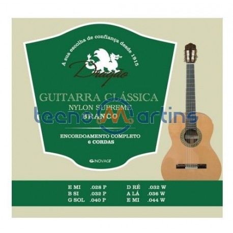 Jogo de 6 Cordas P/ Guitarra Clássica Branco - Dragão