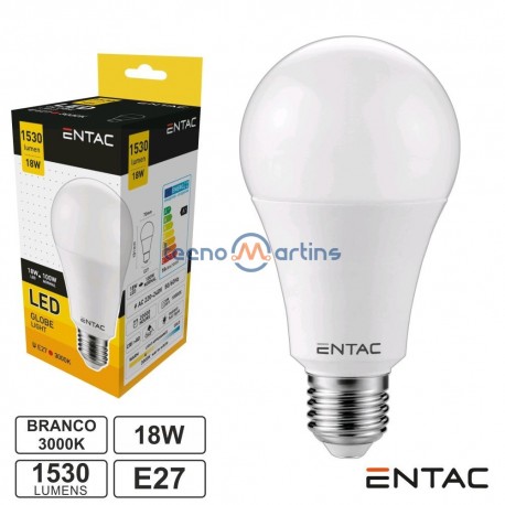 Lampada LED E27 230v G60 18w 3000k 1530lm - Entac