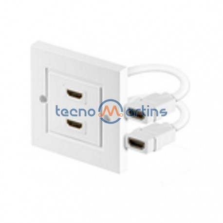 Tomada Painel 2x Fichas HDMI Para Embutir Branca