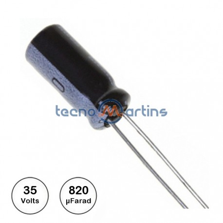 Condensador Electrolítico 820uF 35V 105ºC Ø18x15mm