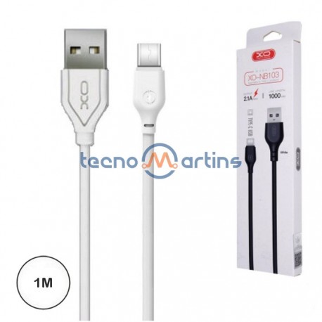 Cabo USB 2.0 "A" Macho / USB "C" Macho 2.1A 1mt Branco - XO