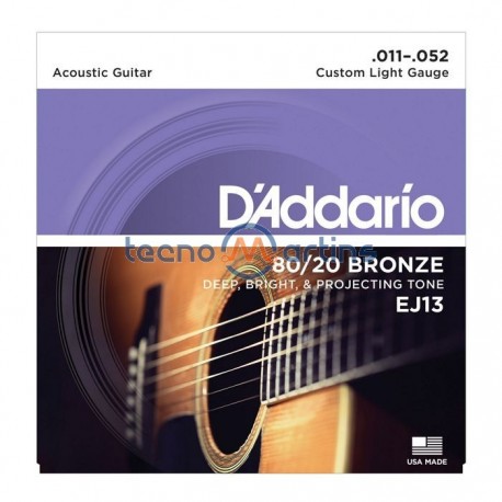 Jogo de Cordas P/ Guitarra Acústica 011-052 (80/20 Bronze) - D' Addario