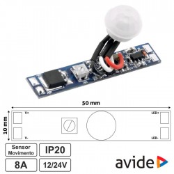 Controlador Mini Sensor Movimento p/ Fita LED 12/24V 8A - AVIDE