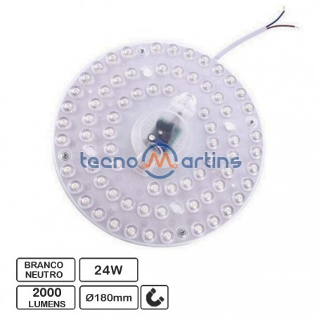Módulo LED Circular c/ Ímans Ø180mm 230VAC 24W 2000lm 4000K (Branco Neutro) - Techtouch