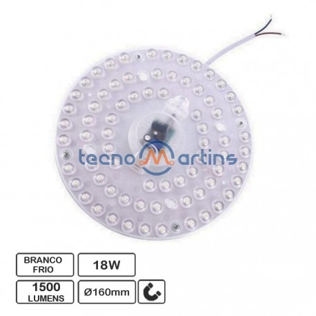 Módulo LED Circular c/ Ímans Ø160mm 230VAC 18W 1500lm 6400K (Branco Frio) - Techtouch