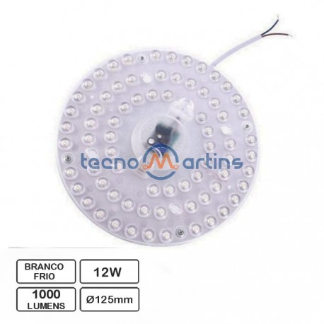 Módulo LED circular c/ ímans Ø125mm 230VAC 12W 1000lm 6400K (branco frio) - Techtouch