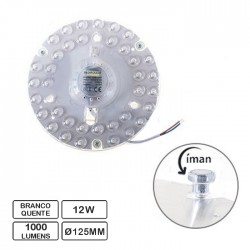 Módulo LED Circular Ø125mm 230VAC 12W 1000lm 3000K (Branco Quente) C/ Ímans
