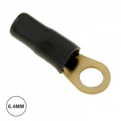 Terminal de olhal dourado isolado preto (10mm²) Ø6.4mm