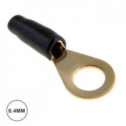 Terminal de olhal dourado isolado preto (6mm²) Ø8.4mm