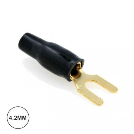 Terminal de forquilha dourado isolado preto (4mm²) Ø4.2mm