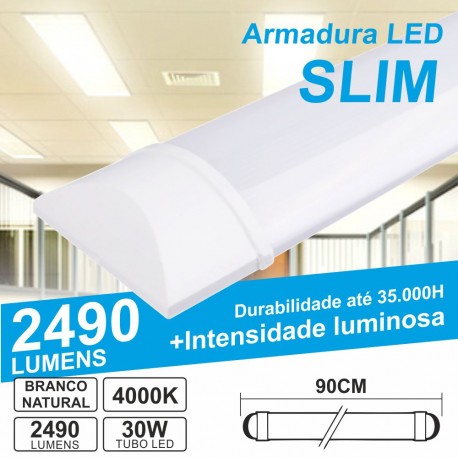 Armadura LED Batten Slim 30W 0.90m IP20 4000k 2490lm