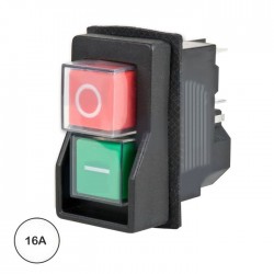 Interruptor Pressão 2 Posiçoes On-Off Duplo Vermelho/Verde 230vAC 16A