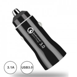 Ficha Isqueiro Adaptadora Quick Charges 3.0 2x USB 3.1a Preto