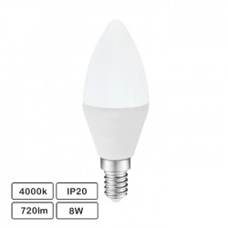 Lâmpada LED E14 C37 230V 8W 4000K 720lm