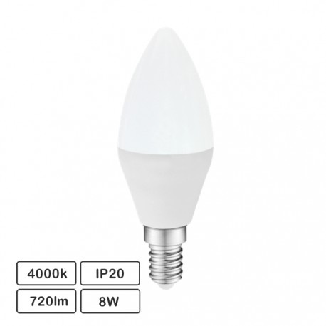 Lâmpada LED E14 C37 230V 8W 4000K 720lm