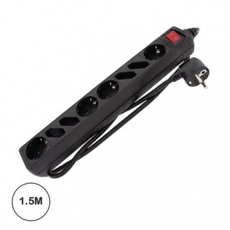 Extensão 1.5mt C/ 8 Tomadas C/Interruptor Preto
