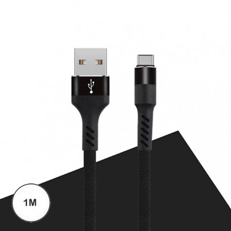 Cabo Usb Tipo-A 2.0 Macho / Usb Tipo-C Macho 2A 1mt Preto