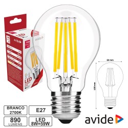 Lampada LED Filamento E27 8w 2700k 800lm - AVIDE