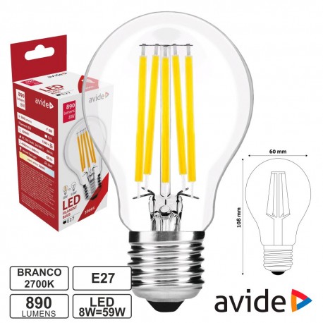 Lampada LED Filamento E27 8w 2700k 800lm - AVIDE