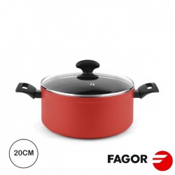 Pote + tampa Ø20cm vermelho alumínio - Fagor