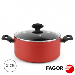 Pote + tampa Ø24cm vermelho alumínio - Fagor