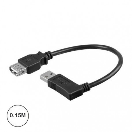 Cabo Usb 2.0 Hi-Speed "A" M / "A" F 90º- 0.15mts Preto