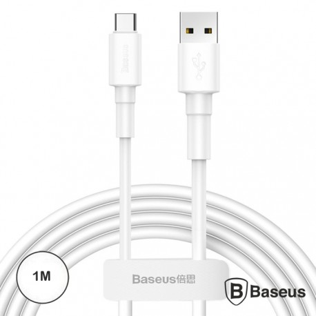 Cabo Usb Tipo-A Macho / Usb Tipo-C Macho 3A 1mt Branco - BASEUS