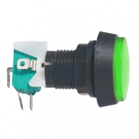 Interruptor Pressão ON-(ON) 10A Grande 23.5mm Verde