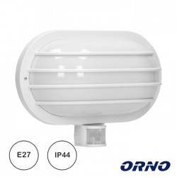 Aplique LED E27 IP44 C/ Sensor de Movimento PIR Oval Branco - ORNO