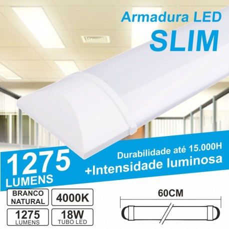 Armadura LED Batten Slim 18W 60cm IP20 4000K 1275lm