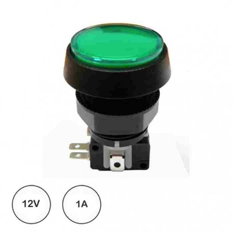 Interruptor Pulsador (Spdt) On-On 12v 1A, Verde